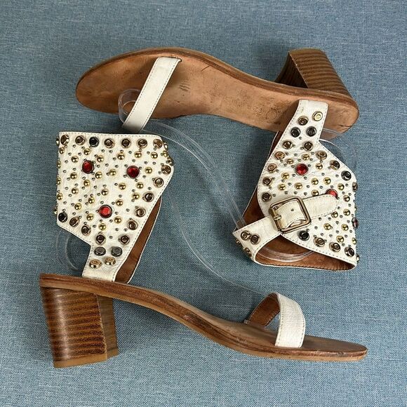 Jeffrey Campbell Seneca Embellished Studded Leather Sandals Size 8 - Picture 11 of 11